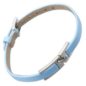 CHAUMET 18k Silver Diamond Leather Charm Bracelet